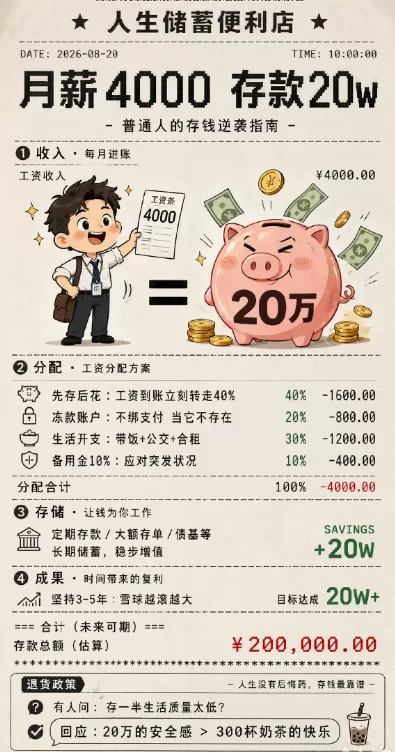 月薪 4000 存款 20 万?普通人存钱的 3 个习惯